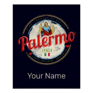 Palermo Hauptstadt Sizilien Italien Vintag Souveni Poster