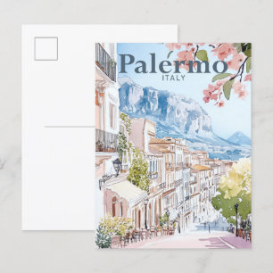 Palermo Italien Aquarellmalerei Reise Postkarte
