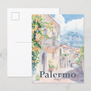 Palermo Italien Aquarellmalerei Reise Postkarte