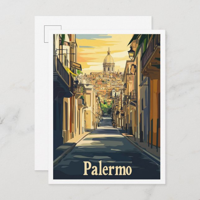 Palermo Italien Art Vintage Postkarte (Vorne/Hinten)
