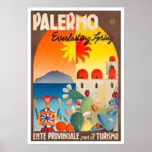 Palermo Italien Jahrgang Reise Poster