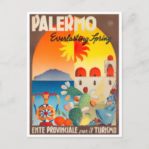 Palermo Italien Jahrgang Reise Postkarte