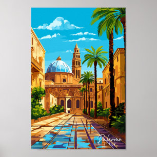 Palermo Italien Vintage Illustration Poster