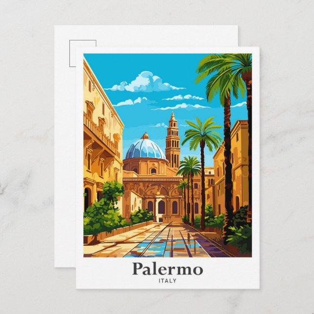 Palermo Italien Vintage Travel Bilder vom Markt Postkarte (Vorne/Hinten)