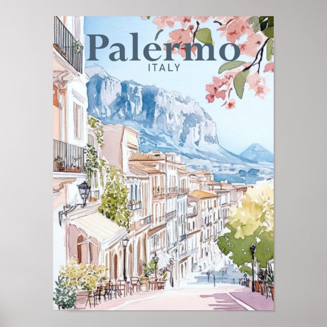Palermo - Italien Wasserfarben Poster (Vorne)