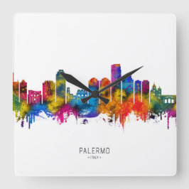 Palermo Italy Skyline Quadratische Wanduhr