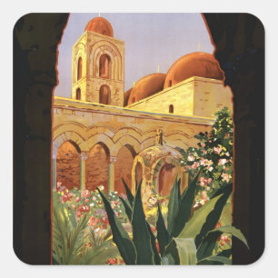 Palermo Sizilien Italien Reiseplakat 1920 ENIT Quadratischer Aufkleber