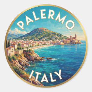 Palermo Sizilien Küsten-Reiseszene ☀️ Runder Aufkleber
