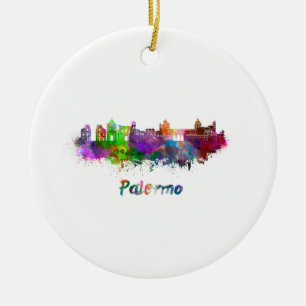 Palermo skyline im Watercolor Keramikornament