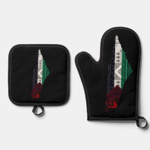 Palestina Embroidery täreez Pattern Karte frei Ofenhandschuh & Topflappen-Set