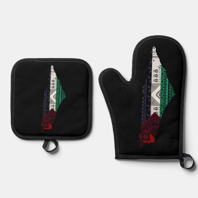Palestina Embroidery täreez Pattern Karte frei Ofenhandschuh & Topflappen-Set (Vorderseite)