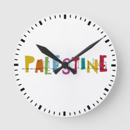 PALESTINE Arabischer Name Farbenfrohe Taschentasch Runde Wanduhr