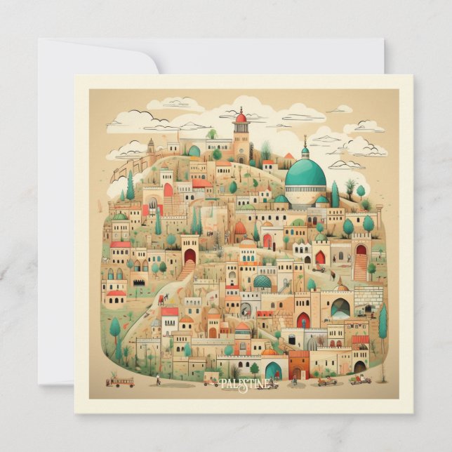 Palestine Cityscape Illustration Feiertagskarte (Vorderseite)