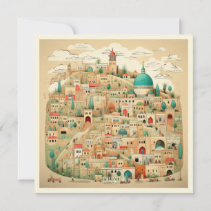 Palestine Cityscape Illustration Feiertagskarte