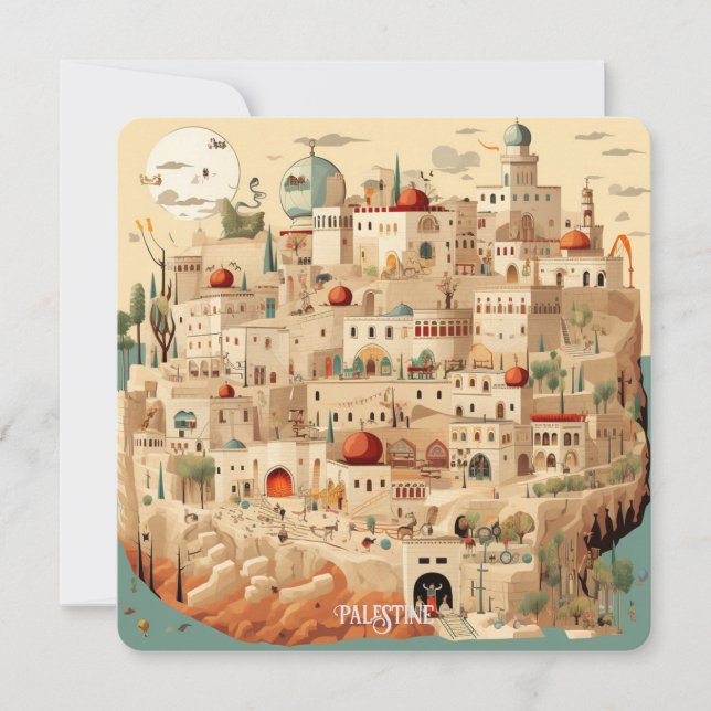 Palestine Cityscape Illustration Feiertagskarte (Vorderseite)