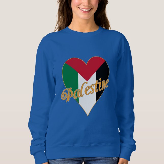Palestine Flag ف ل س ط Arabic und English WordArt Sweatshirt (Vorderseite)