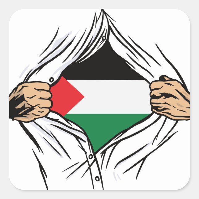Palestine Flag for Palestinian Quadratischer Aufkleber (Vorderseite)