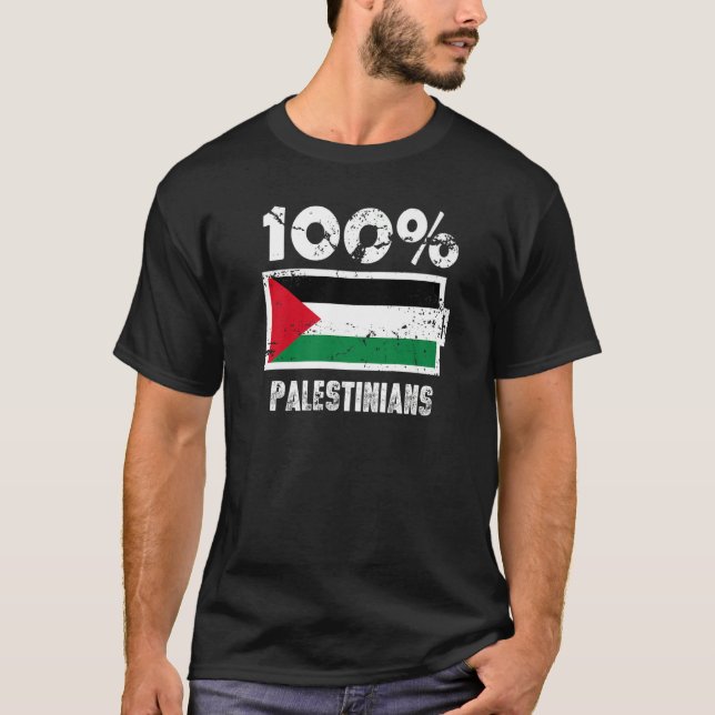 Palestine Flag Support 100 Palestinians Battery Po T-Shirt (Vorderseite)