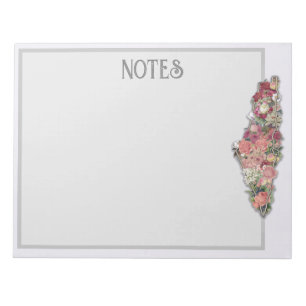 Palestine Floral Map BASIC Notes Notepad Gray Notizblock