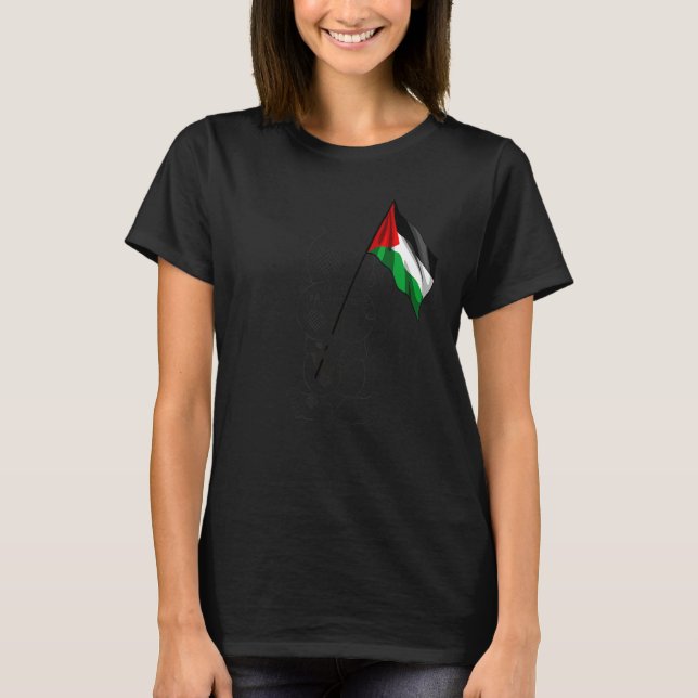 Palestine  Hanzala holding Palestinian Flag  Free  T-Shirt (Vorderseite)