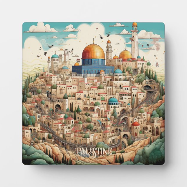Palestine Illustration Tabletop Plaque mit Easel Fotoplatte (Vorderseite)