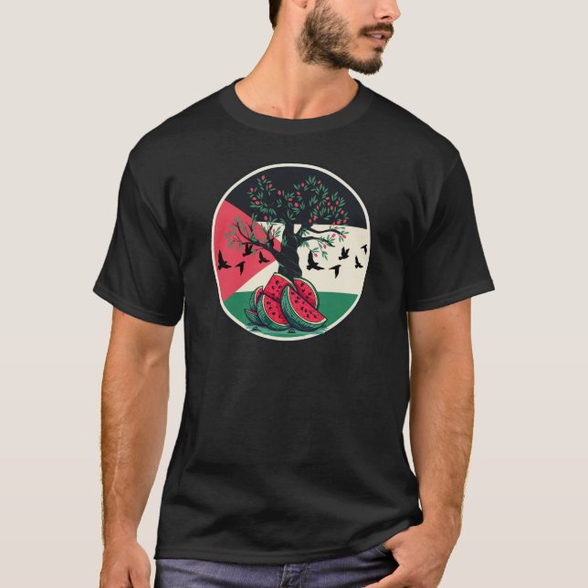 Palestine Kulturschatz Olivenweg T-Shirt (Vorderseite)