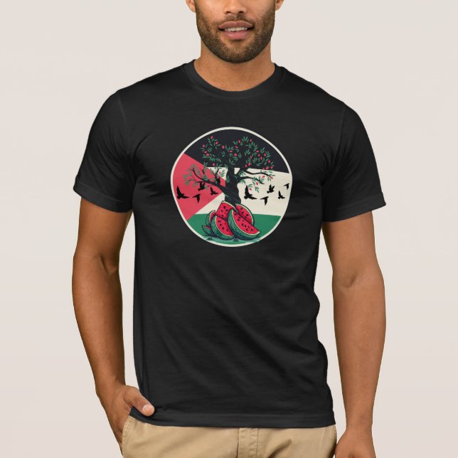 Palestine Kulturschatz Olivenweg T-Shirt (Vorderseite)