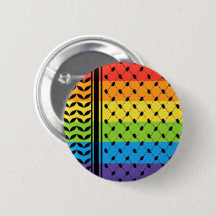 Palestine LGBT Rainbow Keffiyeh Pattern Scarf Button