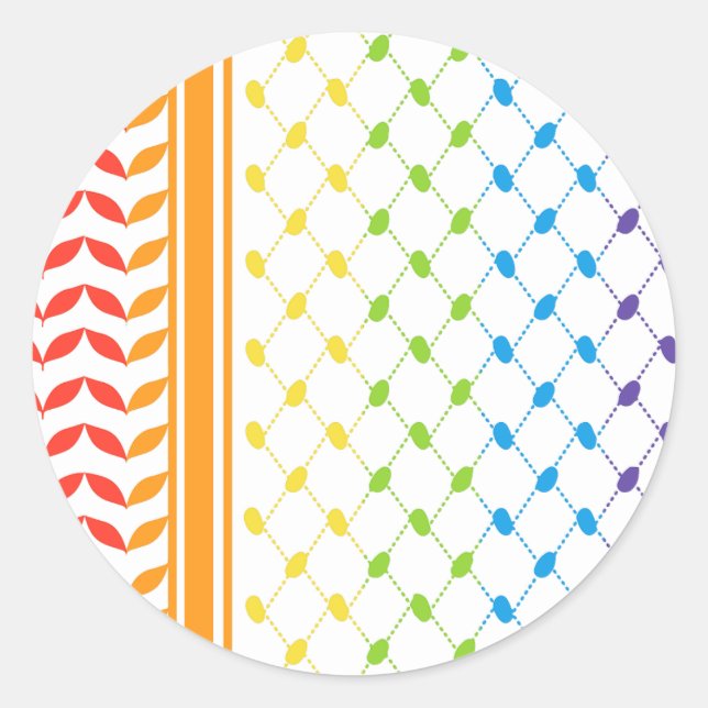 Palestine LGBT Rainbow Keffiyeh Pattern Scarf Runder Aufkleber (Vorderseite)