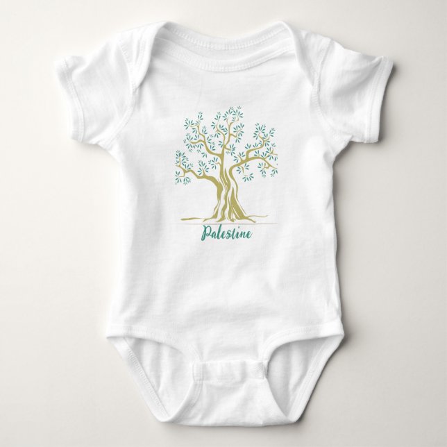Palestine Olive Tree Personalisiert Baby Bodysuit Baby Strampler (Vorderseite)