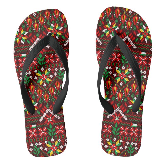 Palestine Tatreez Traditionelle Stickerei Flip Flops (Fußbett)
