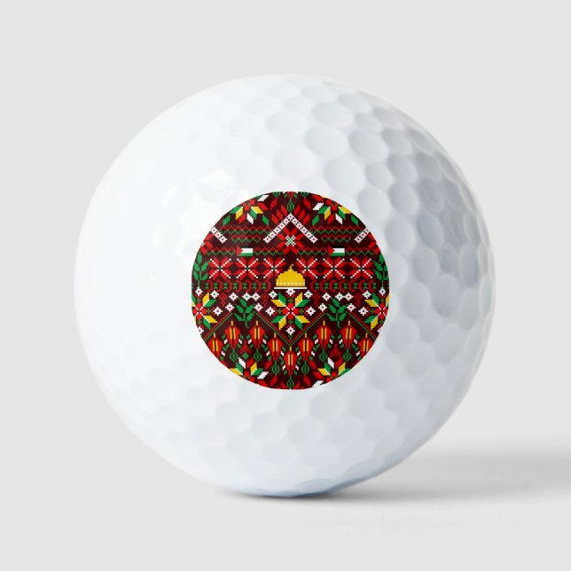 Palestine Tatreez Traditionelle Stickerei Golfball (Vorderseite)