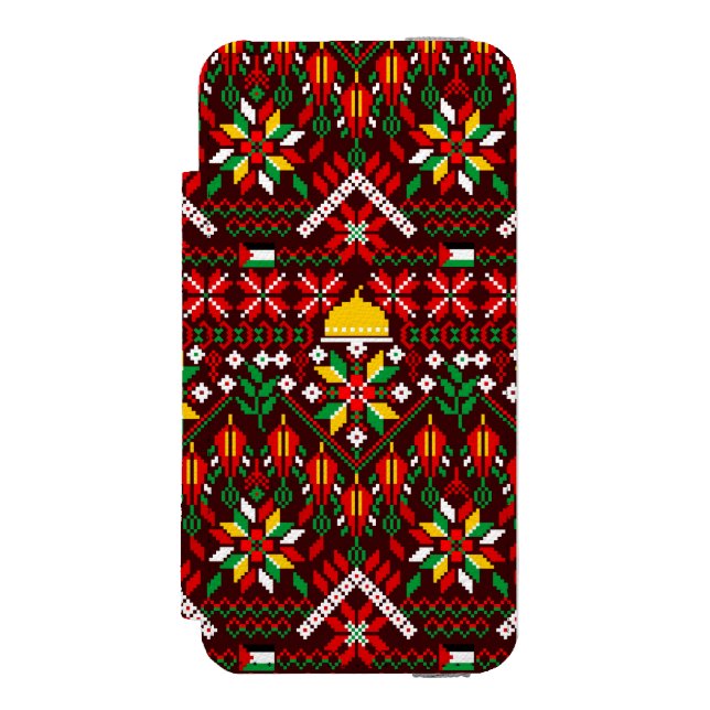 Palestine Tatreez Traditionelle Stickerei Incipio iPhone Geldbeutel-Hülle (Folio Vorderseite)
