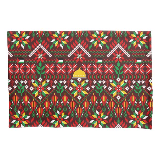 Palestine Tatreez Traditionelle Stickerei Kissenbezug (Vorderseite)