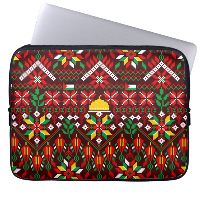Palestine Tatreez Traditionelle Stickerei Laptopschutzhülle (Vorderseite)