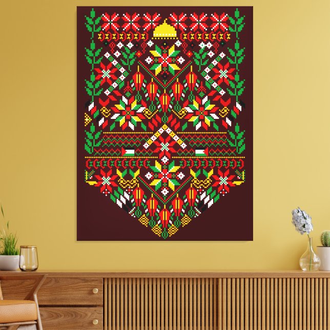 Palestine Tatreez Traditionelle Stickerei Leinwanddruck (Insitu (Wohnzimmer))
