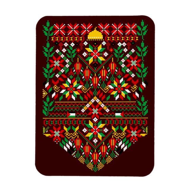 Palestine Tatreez Traditionelle Stickerei Magnet (Vertikal)