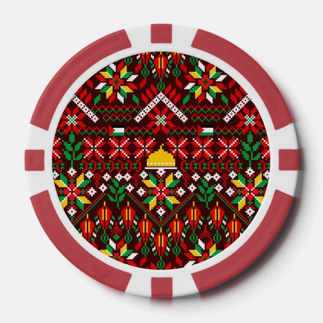Palestine Tatreez Traditionelle Stickerei Pokerchips (Vorderseite)