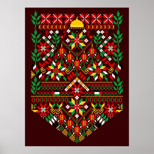 Palestine Tatreez Traditionelle Stickerei Poster (Vorne)