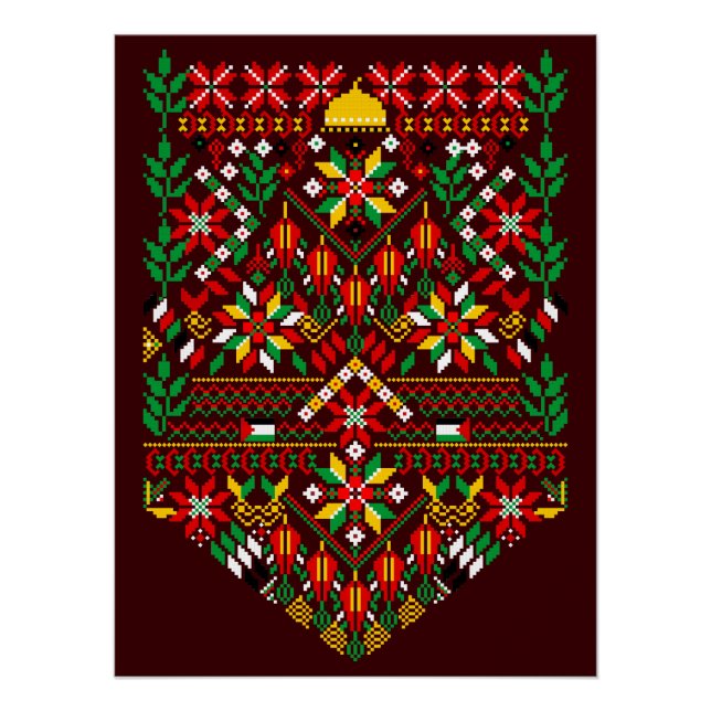 Palestine Tatreez Traditionelle Stickerei Poster (Vorderseite)