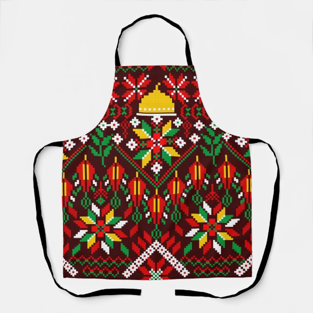 Palestine Tatreez Traditionelle Stickerei Schürze (Vorderseite)