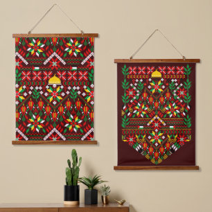 Palestine Tatreez Traditionelle Stickerei Wandteppich Mit Holzrahmen
