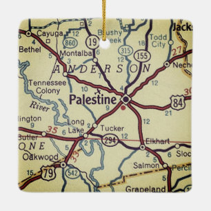 Palestine TX Vintage Karte Keramikornament