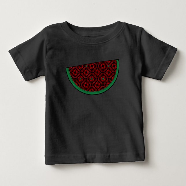 Palestine watermelon Embroidery red tatreez Baby T-shirt (Vorderseite)