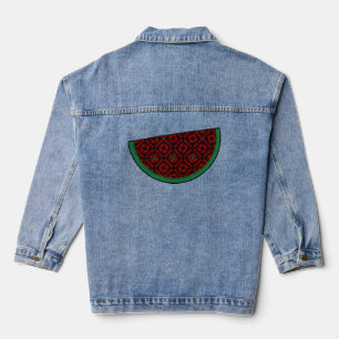 Palestine watermelon Embroidery red tatreez Jeansjacke