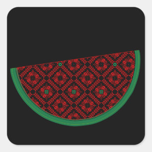Palestine watermelon Embroidery red tatreez Quadratischer Aufkleber