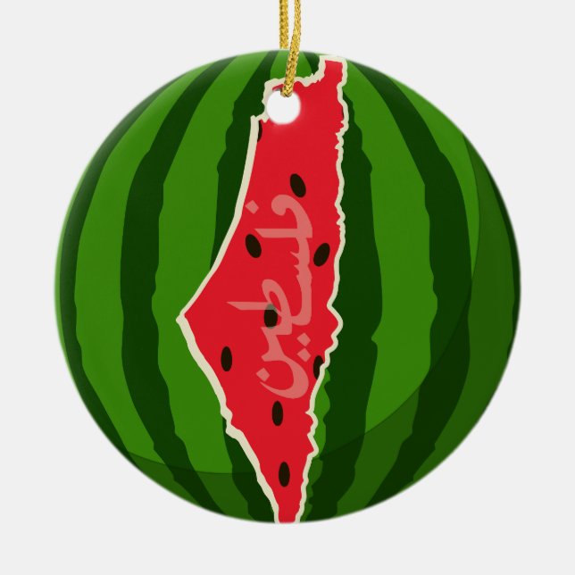 Palestine Watermelon Flag Map Freie Palästinenser Keramik Ornament (Vorne)