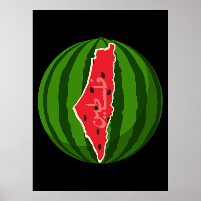 Palestine Watermelon Flag Map Freie Palästinenser Poster (Vorne)