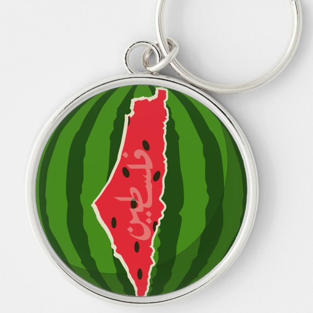 Palestine Watermelon Flag Map Freie Palästinenser. Schlüsselanhänger (Vorne)