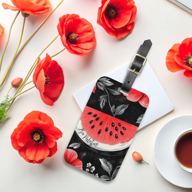 Palestine Watermelon Gepäckanhänger (palestine poppies and watermelon luggage tag)